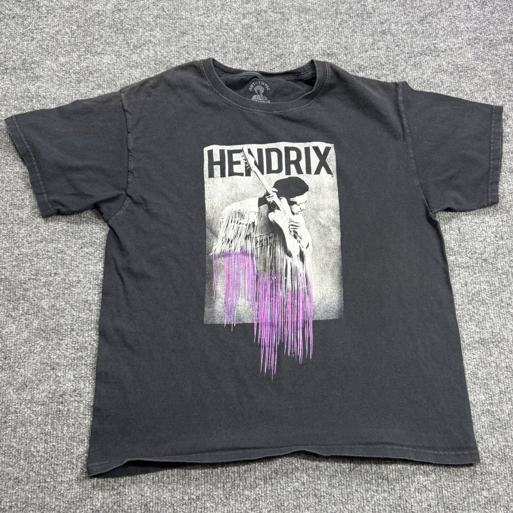 Authentic Hendrix T Shirt Men XL Black Graphic Rock Band Woodstock Jimi‎ Vintage